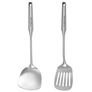 Stainless-Steel Turner Spatula Set, Set of 2, Slotted Turner, Wok Spatula, He... - Picture 1 of 7