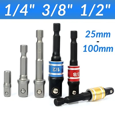 Stecknuss Bit Adapter 1/4" 6knt Antrieb auf ww 1/4", 3/8", 1/2" Vierkant-Abtrieb - Bild 1 von 4