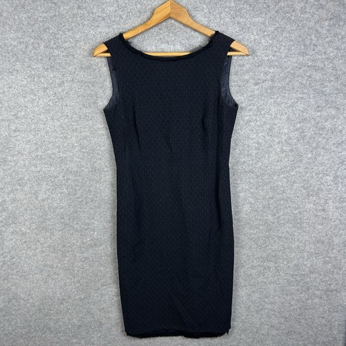 Abito FENDI donna UK 14 EU 42 blu navy senza maniche midi girocollo zip dietro