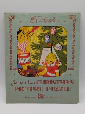 Rare 1950s Christmas Morning Tree Kids Jigsaw Puzzle 20 Pieces Rochester NY Vtg - Image 1 of 4