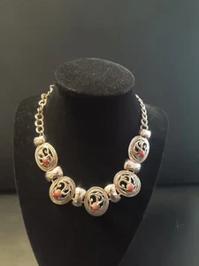 Collana con cabochon di corallo rosso sterling 925 tenuta metà secolo 59,4 g - Foto 1 di 7