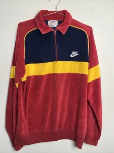 Nike Air Vintage 70s Velour Colorblock Polo Shirt Gr.Lg Langarm Orange Etikett - Bild 1 von 4