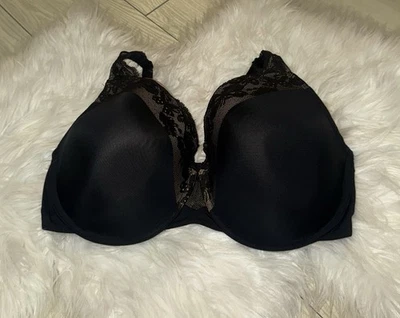Olga GF7961A Cloud 9 Full Figure Underwire Bra Lined Lace Womens 38DD Black - Image 1 of 4