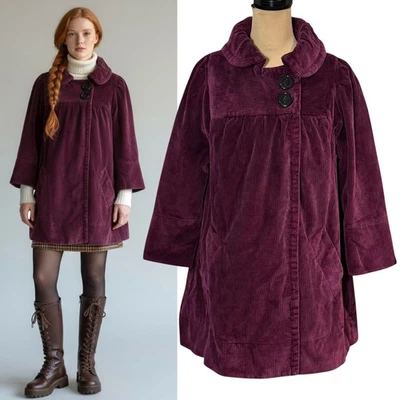 Abrigo de Pana De Colección Y2K Marc By Marc Jacobs Talla M Borgoña Estilo Retro Twee Chaquetón Foto 1 de 4