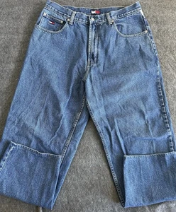Jeans vintage Tommy Hilfiger caratteristico rosso e bianco a righe in vita misura 34x29 - Foto 1 di 13