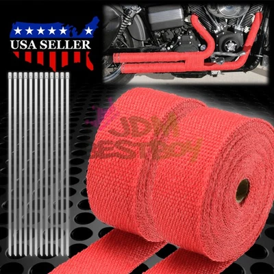 Cinta térmica de aislamiento de cabezal colector envolvente térmica de escape rojo de 2 rollos x 2" 50 pies Foto 1 de 4