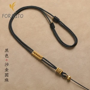 2mm Black Necklace Rope Hand Woven Rope Ping An Buckle Pendant Hanging Rope - Picture 1 of 4
