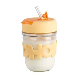 350ml Cute Glass Cup with Lid & Straw – Leakproof Mug for Kids & Adults - Picture 1 of 3