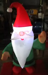 WAVING CHRISTMAS SANTANOME~LIGHTED AIRBLOWN INFLATABLE~4FT. TALL~W/PEGS&TIEDOWNS - Picture 1 of 7
