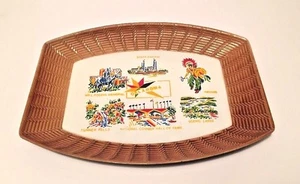 Oklahoma State Souvenir Tray Melamine 9" Landmarks Cowboy Hall of Fame Weave Vtg - Picture 1 of 6