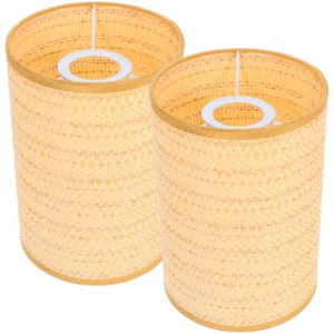2 stücke Rattan Gewebt Lampe Shades Schlafzimmer Dekorative Lampe Shades - Picture 1 of 12