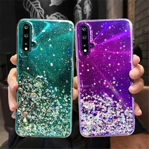 Custodia telefono morbida trasparente per Huawei P40 Lite P20 Pro Mate 30 20 Bling - Foto 1 di 15