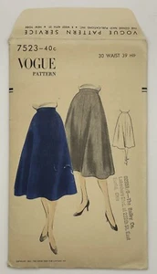 Vogue Sewing Pattern 7523 Flared Skirt Waist 30 Hip 39 Uncut Unprinted FF 1952 - Picture 1 of 11