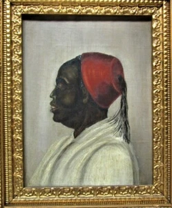 Wunderschönes orientalistisches Ölgemälde eines MAURISCHEN MANNES aus dem frühen 19. Jh., um 1820er Jahre - Bild 1 von 7