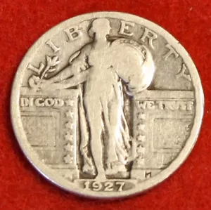 Moneda de 90 % plata circulada SL187 1927-P Standing Liberty Quarter - Imagen 1 de 2