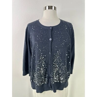 Cárdigan Eileen Fisher algodón cachemir con cuentas para mujer con botones talla L Foto 1 de 4