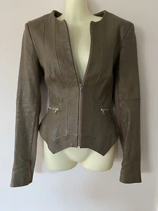 WILLOW Vintage Brown Leather Jacket Size 10 Designer RRP:$1200 - Picture 1 of 4