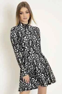 Blackmilk Naughty List Long Sleeve Evil Mini Skater Dress Size X-Large XL NEW - Picture 1 of 8