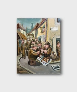Vintage Oil painting Market Ukrainian painter Canvas original decor genre art - Picture 1 of 11