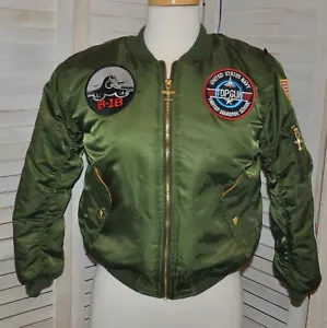 Chaqueta de bombardero de vuelo unisex Up And Away parches Top Gun Puffer avión talla 8-10 - Imagen 1 de 14