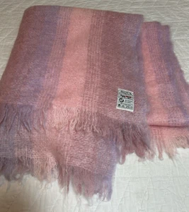 Avoca Handweavers PINK 70% Mohair 30% Wool Throw Blanket 60"x70" Ireland - Picture 1 of 3