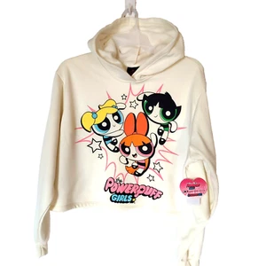 The Powerpuff Girls Juniors XXL (19) Crop Hoodie Beige / Off White NEW with tags - Picture 1 of 7