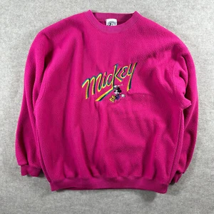 Felpa Disney vintage piccola rosa caldo pile girocollo maglione Topolino anni 90 - Foto 1 di 8