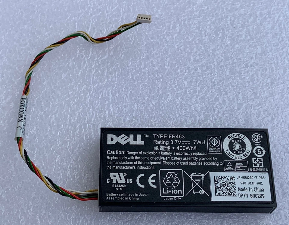 Batterie Originale Dell 0FR463 UF302 H2R6M 0XJ547 Poweredge PERC 5I 6I Li-Ion - Immagine 1 di 1