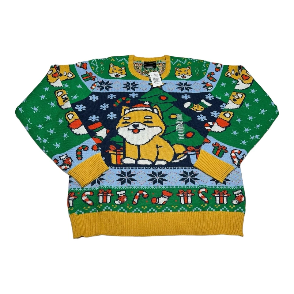 Shiba Inu Geeknet Ugly Holiday Christmas Sweater Multicolor Dog Mens XXL 2XL