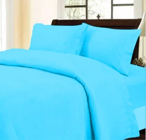 1000/1200 Count Egyptian Cotton Duvet Collection Aqua Blue Solid Select Item - Picture 1 of 11