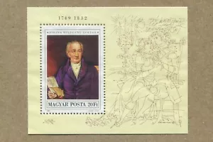 UNGARN, MAGYARENPFOSTEN. Johann Wolfgang Goethe. 1982, BLOCKMARKENBOGEN - Bild 1 von 2