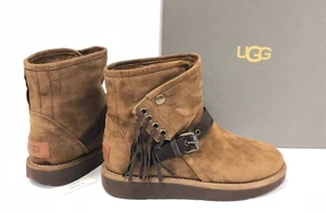 UGG LUXE COLLECTION KARISA Bruno Brown SUEDE SHEARLING FRINGE BOOT Italy 1009251 - Picture 1 of 12