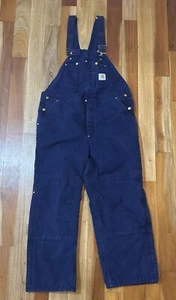 Vintage Carhartt Latzhose Herren 42x30 Navy Carpenter Bib Insulated 2FBQZ Made in USA - Bild 1 von 13