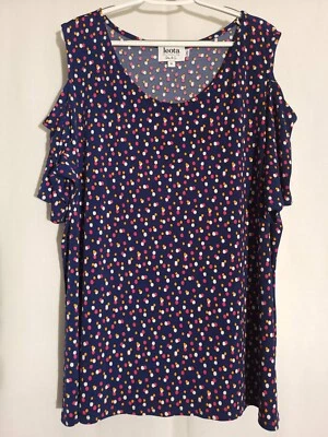 Top tejido hombro frío manga corta a lunares rosa naranja azul Leota Dia Co-3L Foto 1 de 4