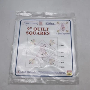 Jack Dempsey Stamped White Quilt Blocks 9x9” 12 Blocks Sunbonnet Sue 733 239 - Picture 1 of 8