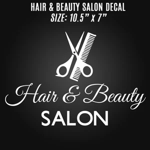 Hair and Beauty Decal Salon Sign Vinyl Business Window Sticker Cosmetology 10.5" - Picture 1 of 32