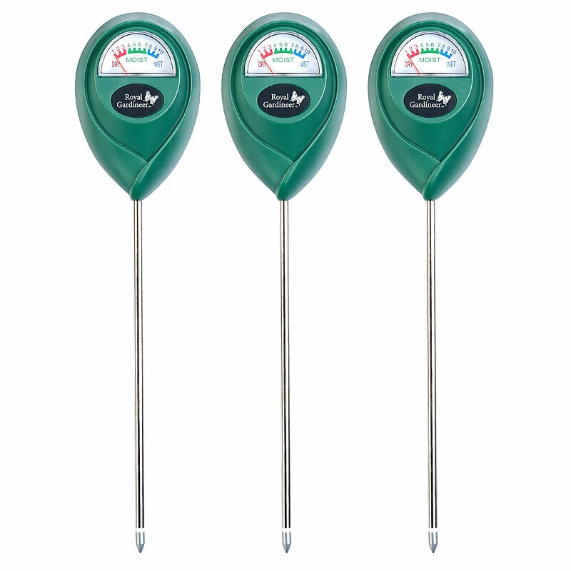 Royal Gardineer Boden-Feuchtigkeitsmessgerät für Pflanzen, 3er-Set