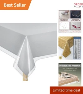 Clear Plastic Table Cover 60x90 Waterproof Vinyl for Dining Rooms Heavy Duty - Picture 1 of 7