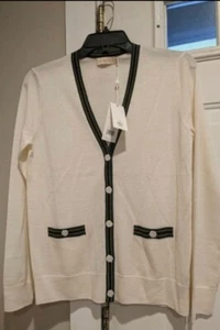Tory Burch Color Block Madeline Cardigan Classic Size Extra Large - Picture 1 of 6