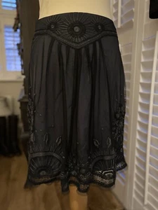 BLACK BEADED SKIRT MESH OVERLAY SIZE 10 - BEAUTIFUL - NWT - Picture 1 of 6