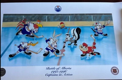 Looney Tunes Battle of Alberta Captains in Action 1995-96  Limited Edition Litho - Image 1 of 4