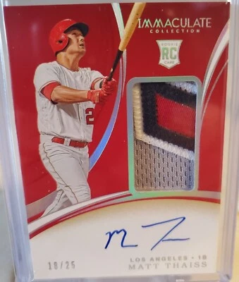 2020 IMMACULATE MATT Thaiss Rookie Patch Auto True RPA Relic Jersey Card #/25 SP - Image 1 of 2