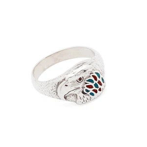 Ring Silber Türkis Koralle Chipinlay Indianerschmuck Navajo Adler 22 mm CR432 - Bild 1 von 1