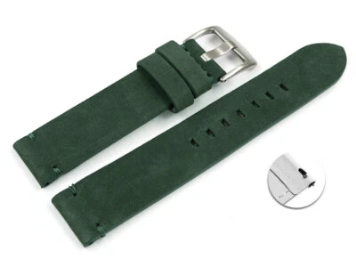 Bracelet montre à dégagement rapide cuir Veluro vert foncé sans coussinet - Photo 1/2
