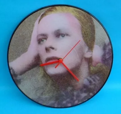 BOWIE DAVID CLOCK Upcycled Vinyl Record Picture Disc 12P001 Wall CLOCK 12" LP - Image 1 of 4
