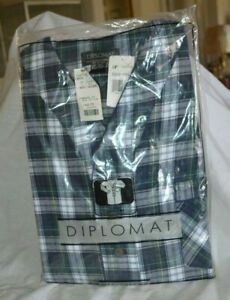 Cotton Flannel Nightshirt L/XL Navy Plaid Long Sleeve by Diplomat from TJ Maxx