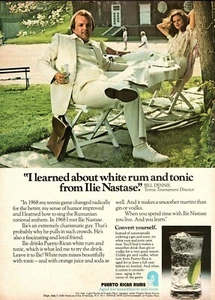 Vintage 1970er Ilie Nastase Puerto Rican White Rum Magazin Druck Anzeige Pinup Seite - Bild 1 von 1