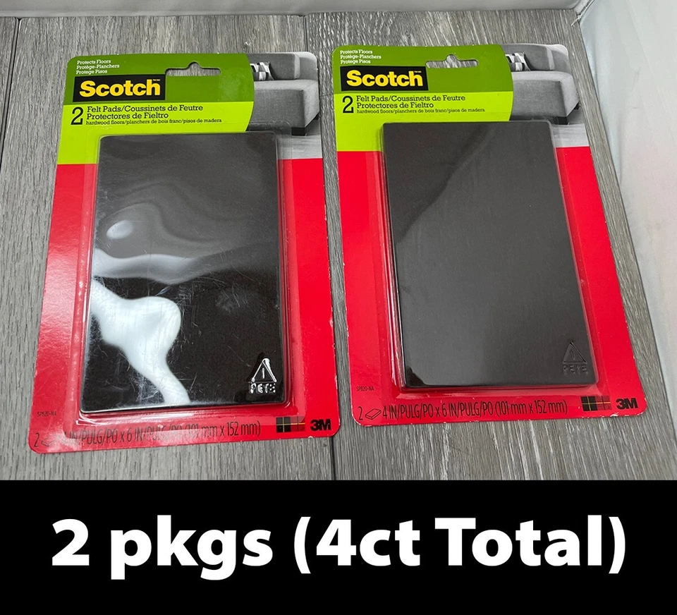 Almohadillas de fieltro grandes 4x6 Scotch SP820-NA 2 paquetes (4 quilates), marrón Foto 1 de 4