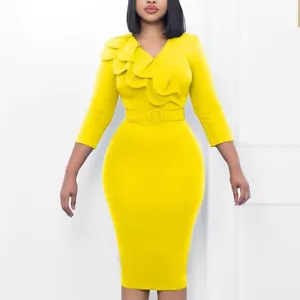 Abito Donna Sexy Elegante Business Chiesa Lavoro Abito a Matita Abiti Chiesa - Foto 1 di 21
