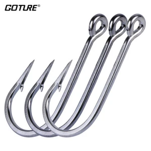 10pcs Stainless Steel Fishing Hooks Long Shank Big Game Saltwater Tuna Hooks - Picture 1 of 6